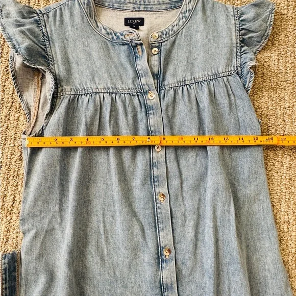 J. Crew Factory Light Blue Denim Midi Button-Front Dress with Tie Belt - Picture 4 of 7